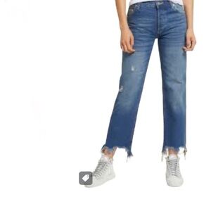 𝅺WE The Free Maggie Ripped Ankle Straight Leg Jeans